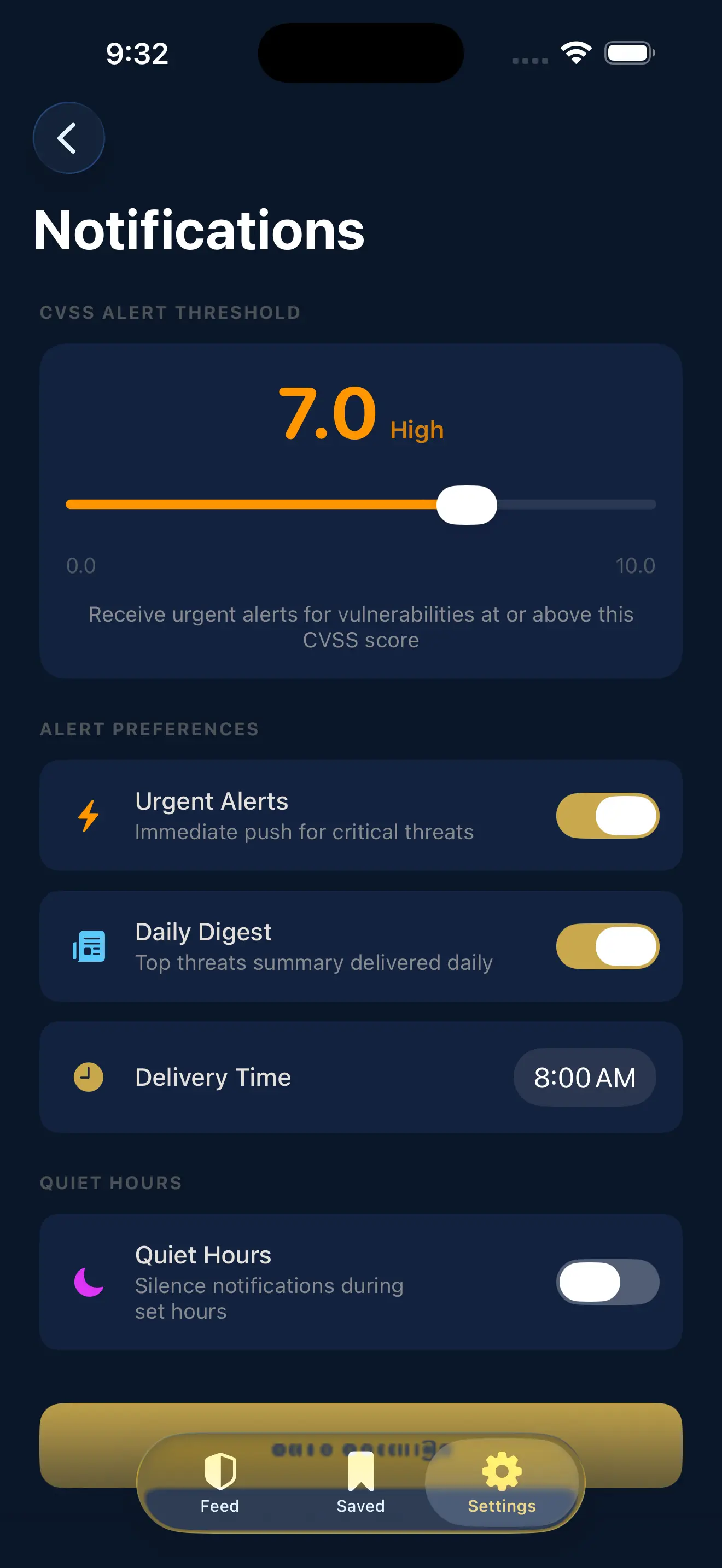 Push notification settings