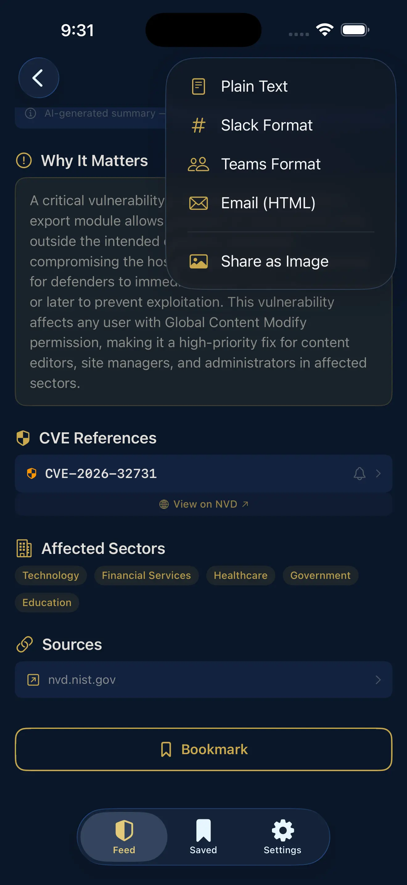 Sharing intelligence to your team