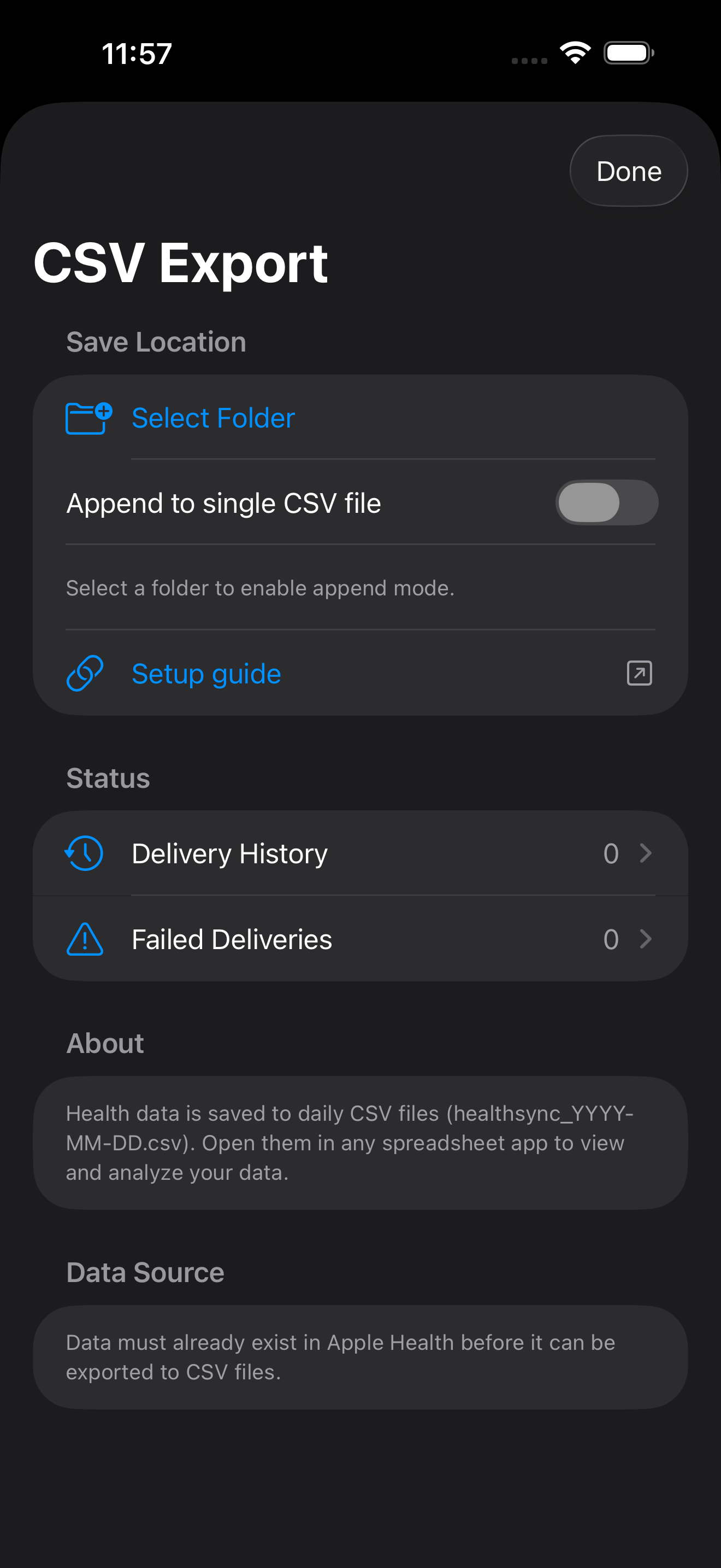 PocketSync CSV export
