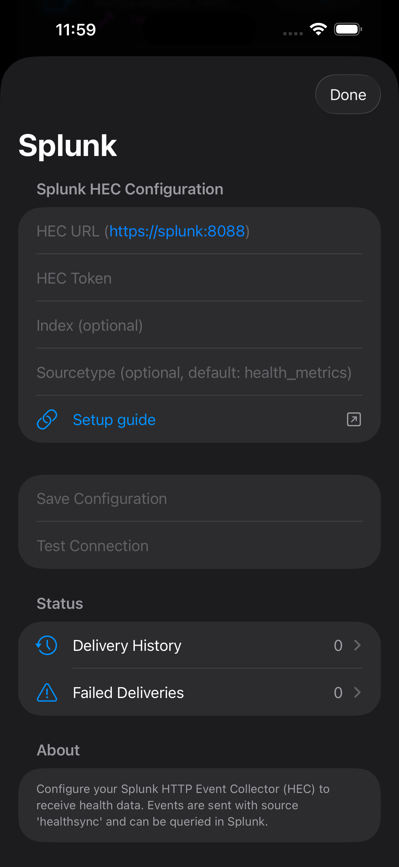 PocketSync Splunk integration